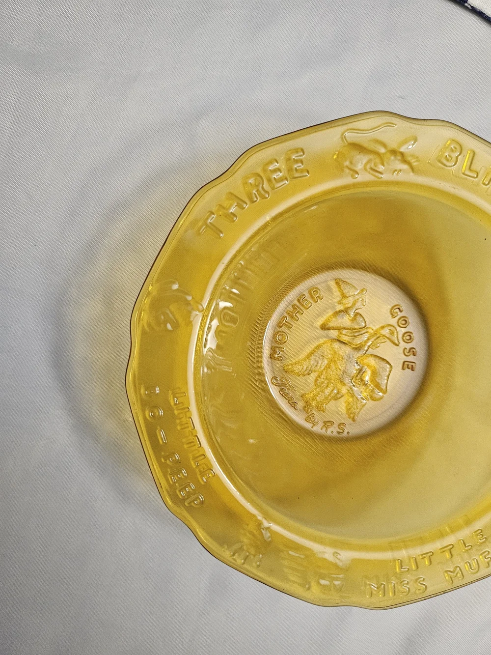 Indiana Tiara Glass Child's Cereal Bowl Amber Nursery Rhymes Vintage